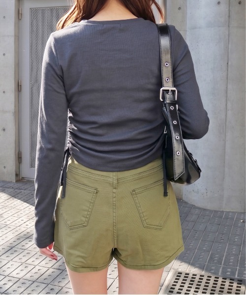 FUN(ファン)の「ストーンリブカットソー(Tシャツ/カットソー・レディース・チャコールグレー/ブラック/オフホワイト・FREE)」の7枚目の写真