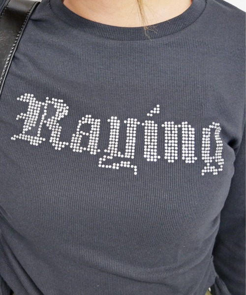 FUN(ファン)の「ストーンリブカットソー(Tシャツ/カットソー・レディース・チャコールグレー/ブラック/オフホワイト・FREE)」の4枚目の写真