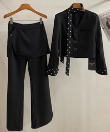 【セットアップ】ショート丈ジャケット&スカート付きパンツ