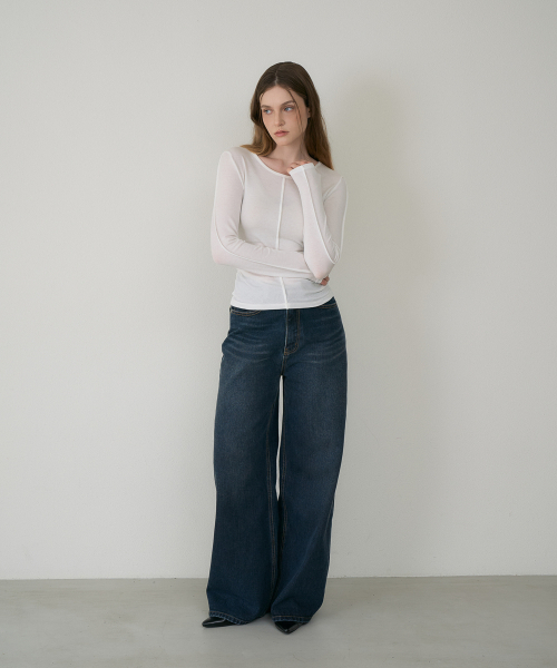 DEHEVE（デヘヴェ）の「Soft Layer Slim Long Sleeve [Ivory]（Tシャツ/カットソー・レディース・アイボリー・OS）」の6枚目の写真