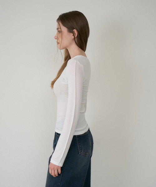 DEHEVE（デヘヴェ）の「Soft Layer Slim Long Sleeve [Ivory]（Tシャツ/カットソー・レディース・アイボリー・OS）」の10枚目の写真