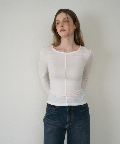 DEHEVE（デヘヴェ）の「Soft Layer Slim Long Sleeve [Ivory]（Tシャツ/カットソー・レディース・アイボリー・OS）」の13枚目の写真