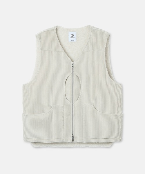 SEAGREEN(シーグリーン)の「SEAGREEN(シーグリーン) WIDE WALE CORDUROY HUNTING VEST ワイドウェールコーデュロイハンティングベスト(ベスト・メンズ・ライトグレー/ブラウン・3/2/4)」の4枚目の写真