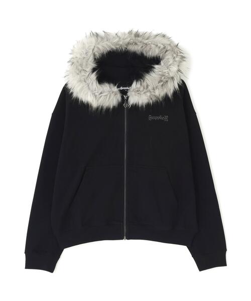 SUPPLIER(サプライヤー)の「SUPPLIER/サプライヤー/Faux Fur Cross Zip Hoodie(パーカー・メンズ・ブラック・M/L/XL)」の1枚目の写真