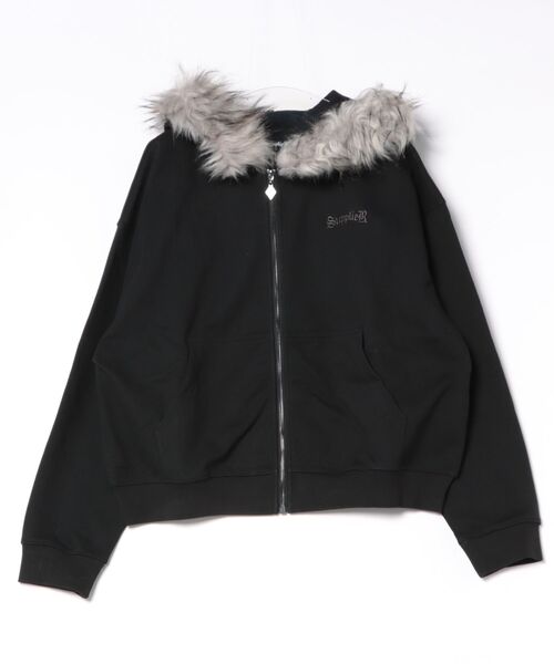 SUPPLIER(サプライヤー)の「SUPPLIER/サプライヤー/Faux Fur Cross Zip Hoodie(パーカー・メンズ・ブラック・M/L/XL)」の3枚目の写真