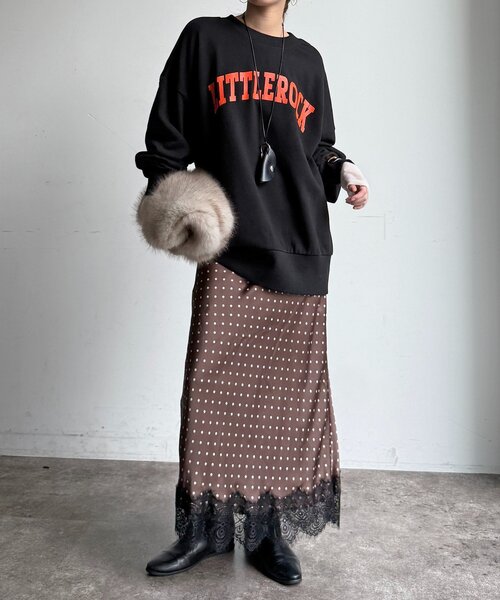 DouDou(ドゥドゥ)の「LITTLEROCKロゴ2wayプルオーバー(Tシャツ/カットソー・レディース・グレー/ライトベージュ/ブラック・FREE)」の11枚目の写真