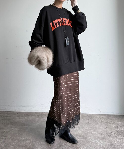DouDou(ドゥドゥ)の「LITTLEROCKロゴ2wayプルオーバー(Tシャツ/カットソー・レディース・グレー/ライトベージュ/ブラック・FREE)」の10枚目の写真