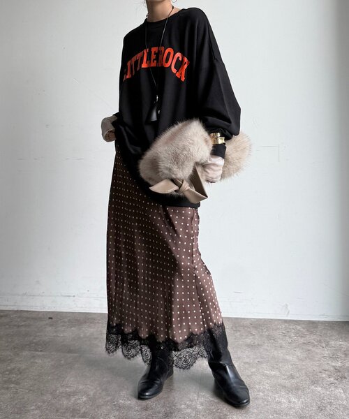 DouDou(ドゥドゥ)の「LITTLEROCKロゴ2wayプルオーバー(Tシャツ/カットソー・レディース・グレー/ライトベージュ/ブラック・FREE)」の9枚目の写真