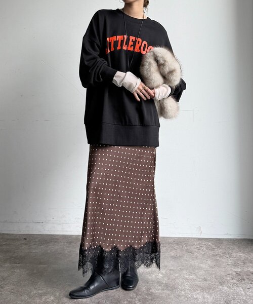 DouDou(ドゥドゥ)の「LITTLEROCKロゴ2wayプルオーバー(Tシャツ/カットソー・レディース・グレー/ライトベージュ/ブラック・FREE)」の8枚目の写真