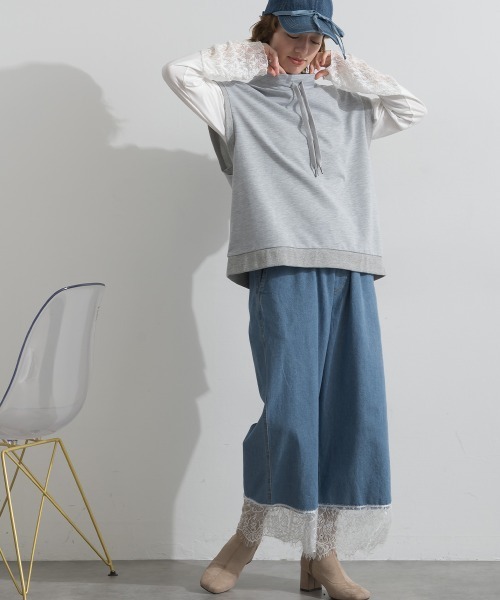le colis(ルコリ)の「ミニ裏毛 スタンドカラーベスト(Tシャツ/カットソー・レディース・ブラウン/ブラック/杢グレー・FREE)」の9枚目の写真