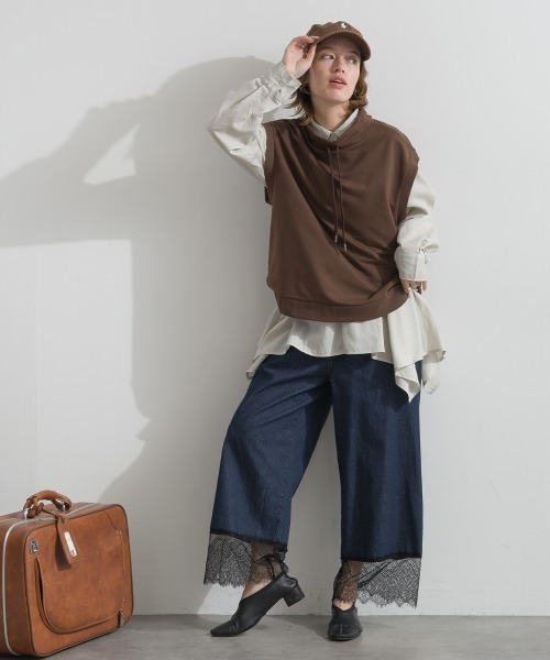 le colis(ルコリ)の「ミニ裏毛 スタンドカラーベスト(Tシャツ/カットソー・レディース・ブラウン/ブラック/杢グレー・FREE)」の15枚目の写真