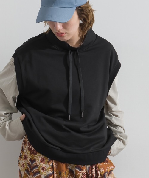 le colis(ルコリ)の「ミニ裏毛 スタンドカラーベスト(Tシャツ/カットソー・レディース・ブラウン/ブラック/杢グレー・FREE)」の21枚目の写真