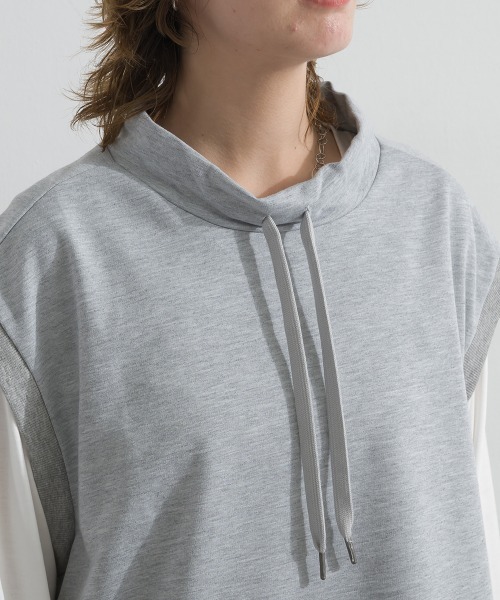 le colis(ルコリ)の「ミニ裏毛 スタンドカラーベスト(Tシャツ/カットソー・レディース・ブラウン/ブラック/杢グレー・FREE)」の22枚目の写真