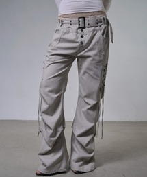 A'GEM/9 × .kom 『FANCY CLUB/ファンシークラブ』 BELTED FLARE SHIRRING PANTS/ベルテッドフレアシャーリングパンツ
