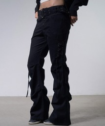 A'GEM/9 × .kom 『FANCY CLUB/ファンシークラブ』 BELTED FLARE SHIRRING PANTS/ベルテッドフレアシャーリングパンツ