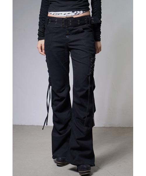 FANCY CLUB(ファンシークラブ)の「A'GEM/9 × .kom 『FANCY CLUB/ファンシークラブ』 BELTED FLARE SHIRRING PANTS/ベルテッドフレアシャーリングパンツ(その他パンツ・レディース・ブラック/ベージュ・1/2)」の3枚目の写真