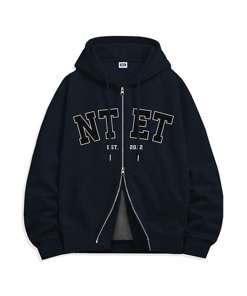 NTET(エンティーイーティー)の「ビッグアーチロゴ ツーウェイ ジップアップパーカー(4色)(パーカー・メンズ・ホワイト/ブラック/ネイビー/グレー・SMALL/MEDIUM/LARGE/X-LARGE)」の4枚目の写真