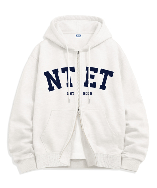 NTET(エンティーイーティー)の「ビッグアーチロゴ ツーウェイ ジップアップパーカー(4色)(パーカー・メンズ・ホワイト/ブラック/ネイビー/グレー・SMALL/MEDIUM/LARGE/X-LARGE)」の5枚目の写真