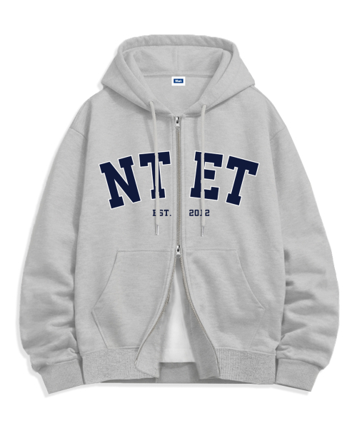NTET(エンティーイーティー)の「ビッグアーチロゴ ツーウェイ ジップアップパーカー(4色)(パーカー・メンズ・ホワイト/ブラック/ネイビー/グレー・SMALL/MEDIUM/LARGE/X-LARGE)」の6枚目の写真