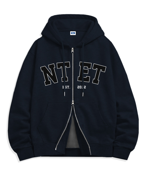 NTET(エンティーイーティー)の「ビッグアーチロゴ ツーウェイ ジップアップパーカー(4色)(パーカー・メンズ・ホワイト/ブラック/ネイビー/グレー・SMALL/MEDIUM/LARGE/X-LARGE)」の7枚目の写真