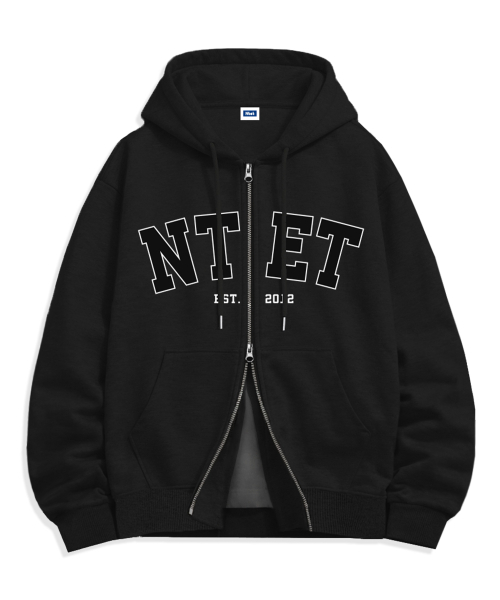 NTET(エンティーイーティー)の「ビッグアーチロゴ ツーウェイ ジップアップパーカー(4色)(パーカー・メンズ・ホワイト/ブラック/ネイビー/グレー・SMALL/MEDIUM/LARGE/X-LARGE)」の8枚目の写真