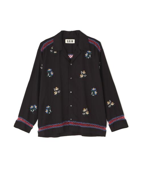 LEIN(リーン)の「LEIN(リーン)フラワー刺繍クロシェジョイントシャツ(シャツ/ブラウス・メンズ・ブラック/レッド・F)」の2枚目の写真