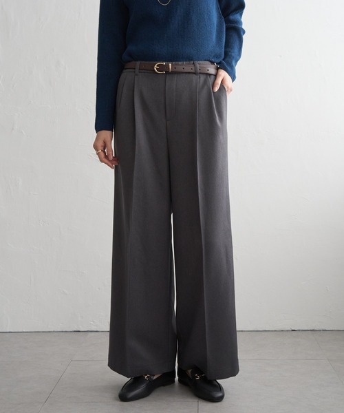 ikka(イッカ)の「ウーリッシュツイルワイドパンツ(その他パンツ・レディース・グレー/ブラウン/ブラック/ベージュ・M/L)」の2枚目の写真