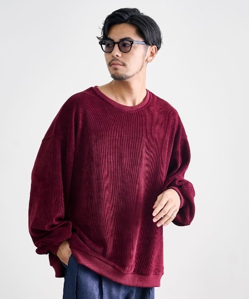 CavariA(キャバリア)の「『CavariA/キャバリア』コーデュロイタッチオーバーサイズクルーネック(Tシャツ/カットソー・メンズ・アイボリー/チャコール/グレイッシュベージュ/ネイビー/ワイン・L/M)」の5枚目の写真