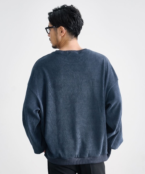 CavariA(キャバリア)の「『CavariA/キャバリア』コーデュロイタッチオーバーサイズクルーネック(Tシャツ/カットソー・メンズ・アイボリー/チャコール/グレイッシュベージュ/ネイビー/ワイン・L/M)」の16枚目の写真