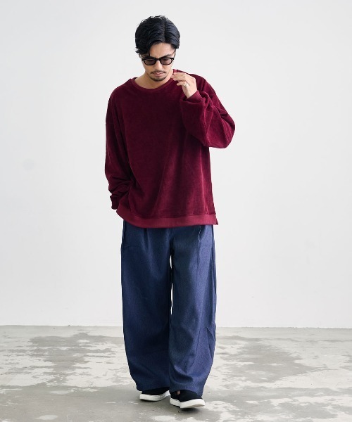 CavariA(キャバリア)の「『CavariA/キャバリア』コーデュロイタッチオーバーサイズクルーネック(Tシャツ/カットソー・メンズ・アイボリー/チャコール/グレイッシュベージュ/ネイビー/ワイン・L/M)」の17枚目の写真
