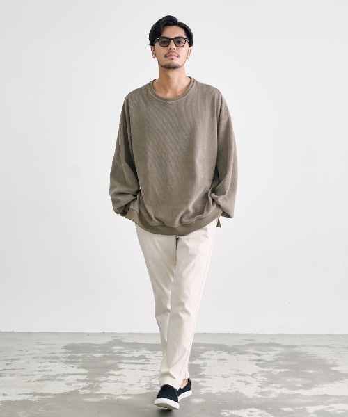 CavariA(キャバリア)の「『CavariA/キャバリア』コーデュロイタッチオーバーサイズクルーネック(Tシャツ/カットソー・メンズ・アイボリー/チャコール/グレイッシュベージュ/ネイビー/ワイン・L/M)」の11枚目の写真