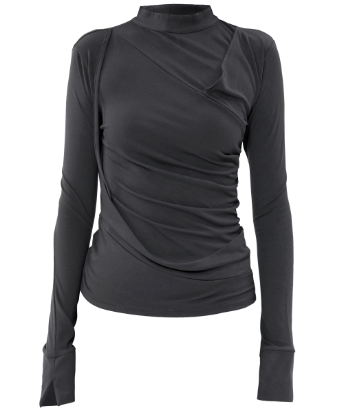 FLAREUP（フレアアップ）の「ドレープモックネック長袖 (FL-182_Black)（Tシャツ/カットソー・レディース・ブラック・OS）」の8枚目の写真
