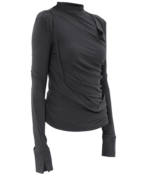 FLAREUP（フレアアップ）の「ドレープモックネック長袖 (FL-182_Black)（Tシャツ/カットソー・レディース・ブラック・OS）」の9枚目の写真