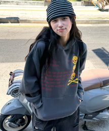 Skull Letter Hoodie CHACOAL GRAY