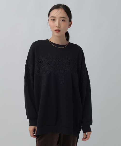 LEPSIM(レプシィム)の「レースドッキングチュニック 1096521(Tシャツ/カットソー・レディース・ライトグレー/アイボリー/ブラック・FREE)」の3枚目の写真