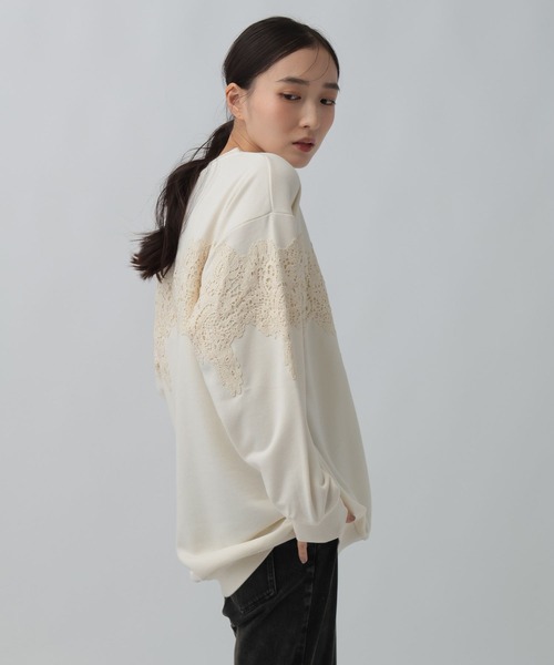 LEPSIM(レプシィム)の「レースドッキングチュニック 1096521(Tシャツ/カットソー・レディース・ライトグレー/アイボリー/ブラック・FREE)」の5枚目の写真