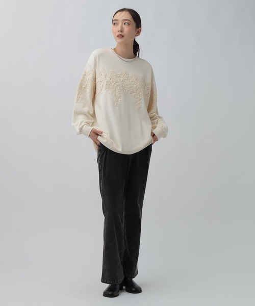 LEPSIM(レプシィム)の「レースドッキングチュニック 1096521(Tシャツ/カットソー・レディース・ライトグレー/アイボリー/ブラック・FREE)」の7枚目の写真