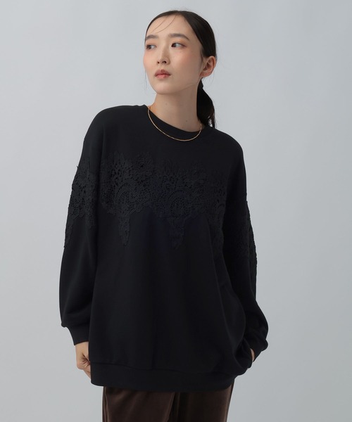 LEPSIM(レプシィム)の「レースドッキングチュニック 1096521(Tシャツ/カットソー・レディース・ライトグレー/アイボリー/ブラック・FREE)」の10枚目の写真
