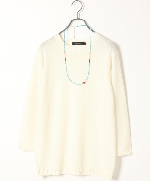 RAGEBLUE(レイジブルー)の「麻混ニットクルー7分袖/719675(ニット/セーター・メンズ・ベージュ/ホワイト/ブルー/グレー・LARGE/MEDIUM)」の1枚目の写真