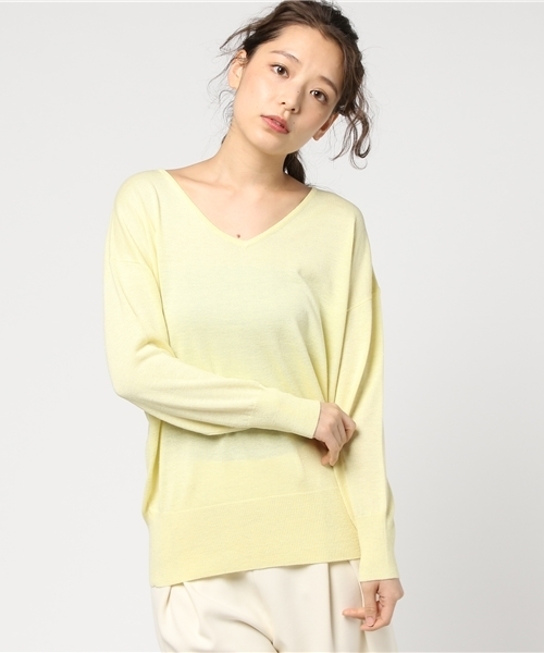 mysty woman（ミスティウーマン）の「ラメVドルマンニットプルオーバー（ニット/セーター・レディース・サックスブルー/ネイビー/ラベンダー/ピンク/オフホワイト/トップグレー/イエロー・FREE）」の6枚目の写真