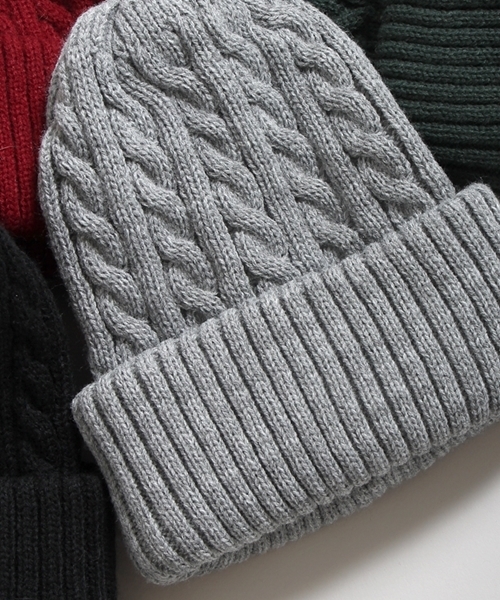 WEGO(ウィゴー)の「WEGO/ケーブルニットキャップ(ニットキャップ/ビーニー・メンズ・ホワイト/ネイビー/杢グレー/ワイン/ブラック/ダークグリーン・FREE)」の4枚目の写真