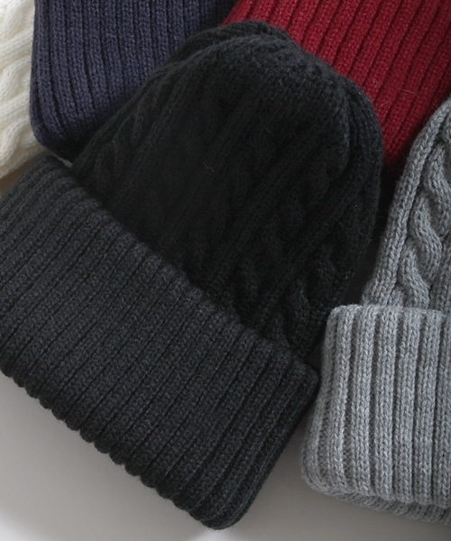 WEGO(ウィゴー)の「WEGO/ケーブルニットキャップ(ニットキャップ/ビーニー・メンズ・ホワイト/ネイビー/杢グレー/ワイン/ブラック/ダークグリーン・FREE)」の3枚目の写真