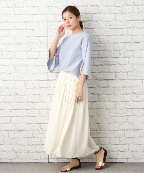 LEPSIM（レプシィム）の「サテンロングフレアスカート 740752（スカート・レディース・ホワイト/ブラウン/ダークネイビー・MEDIUM/LARGE）」の4枚目の写真