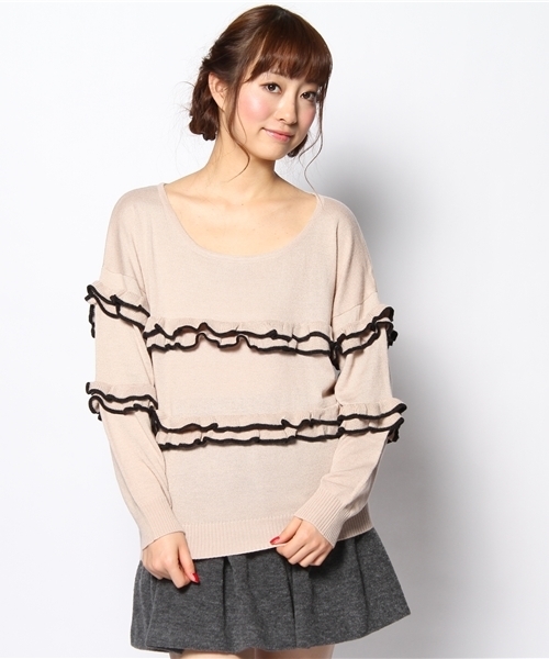 mystic（ミスティック）の「ソフトアンゴラティヤードニット（ニット/セーター・レディース・キャメル/ベージュ/ブラック/チャコールグレー・ﾌﾘ-）」の4枚目の写真