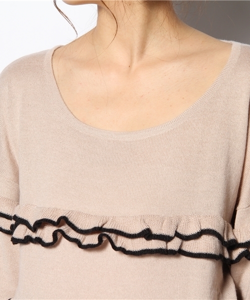 mystic（ミスティック）の「ソフトアンゴラティヤードニット（ニット/セーター・レディース・キャメル/ベージュ/ブラック/チャコールグレー・ﾌﾘ-）」の6枚目の写真