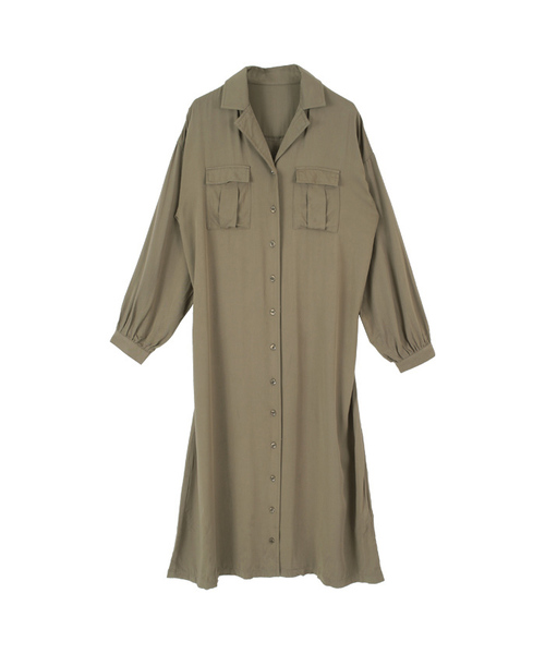 titivate（ティティベイト）の「2WAYﾂｲﾙｼｬﾂﾜﾝﾋﾟｰｽ（シャツワンピース・レディース・ベージュ/カーキ/ネイビー・M）」の3枚目の写真