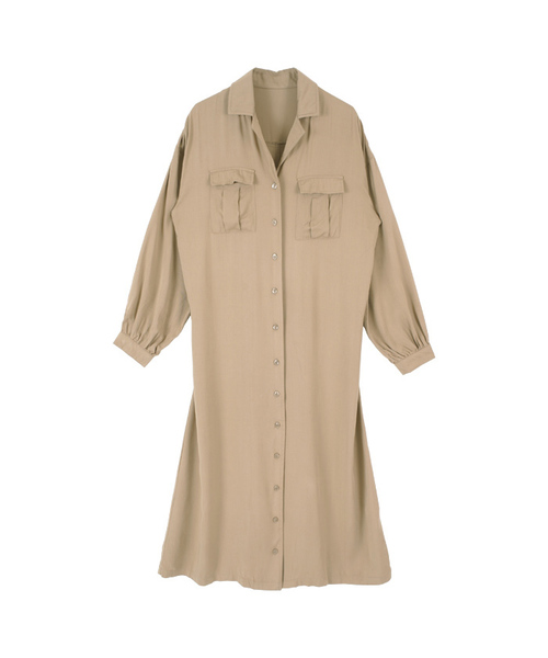 titivate（ティティベイト）の「2WAYﾂｲﾙｼｬﾂﾜﾝﾋﾟｰｽ（シャツワンピース・レディース・ベージュ/カーキ/ネイビー・M）」の4枚目の写真