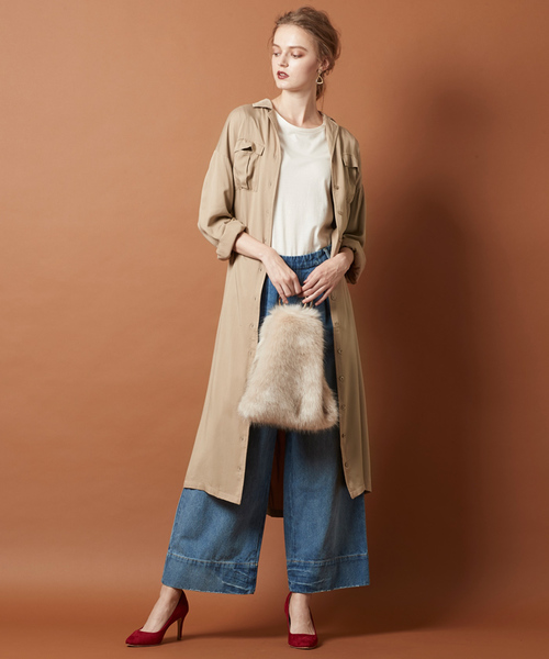 titivate（ティティベイト）の「2WAYﾂｲﾙｼｬﾂﾜﾝﾋﾟｰｽ（シャツワンピース・レディース・ベージュ/カーキ/ネイビー・M）」の6枚目の写真