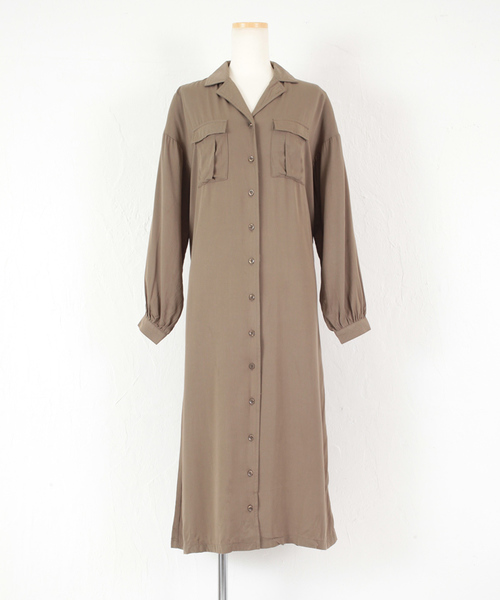 titivate（ティティベイト）の「2WAYﾂｲﾙｼｬﾂﾜﾝﾋﾟｰｽ（シャツワンピース・レディース・ベージュ/カーキ/ネイビー・M）」の7枚目の写真