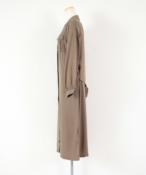 titivate（ティティベイト）の「2WAYﾂｲﾙｼｬﾂﾜﾝﾋﾟｰｽ（シャツワンピース・レディース・ベージュ/カーキ/ネイビー・M）」の8枚目の写真